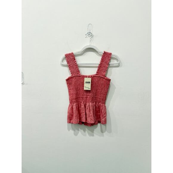 Maeve x Anthropologie Schuyler Sleevless Smocked Peplum Blouse Pink Women Size S - Picture 4 of 6